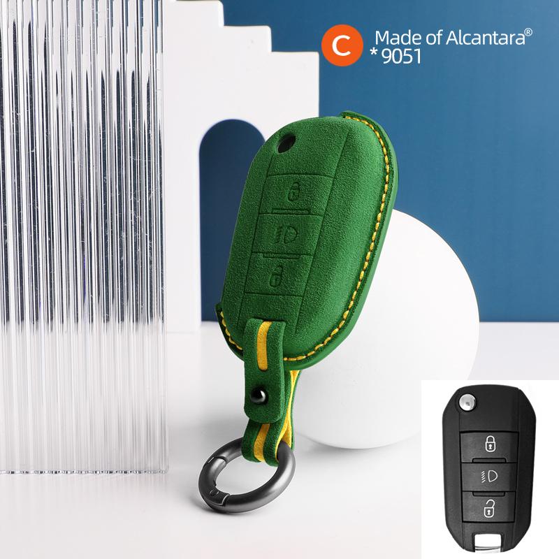 Interior Mouldings Alcantara Car Key Case Remote Buttons Cover Shell For Peugeot 3008 508 2008 5008 308 Suede Keychain Protector