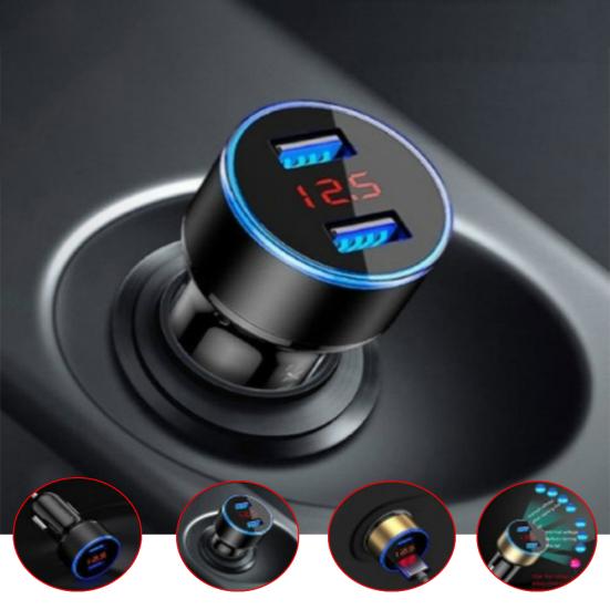 3.1A Dual Usb 2 Ports Lcd Display 12-24V Socket Car Charger