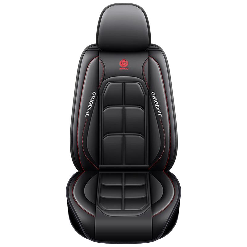 All-Season Nappa Leather Car Seat Cover with Full Coverage and Backrest Pad