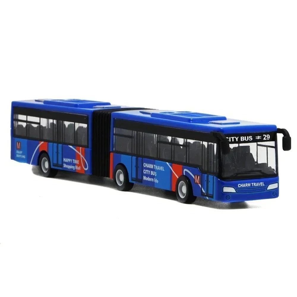 City Bus Toy 1:64 Scale Die Cast Metal Pull Back Vehicles Educational Gift Friction Powered Cars Play Toys for Kids