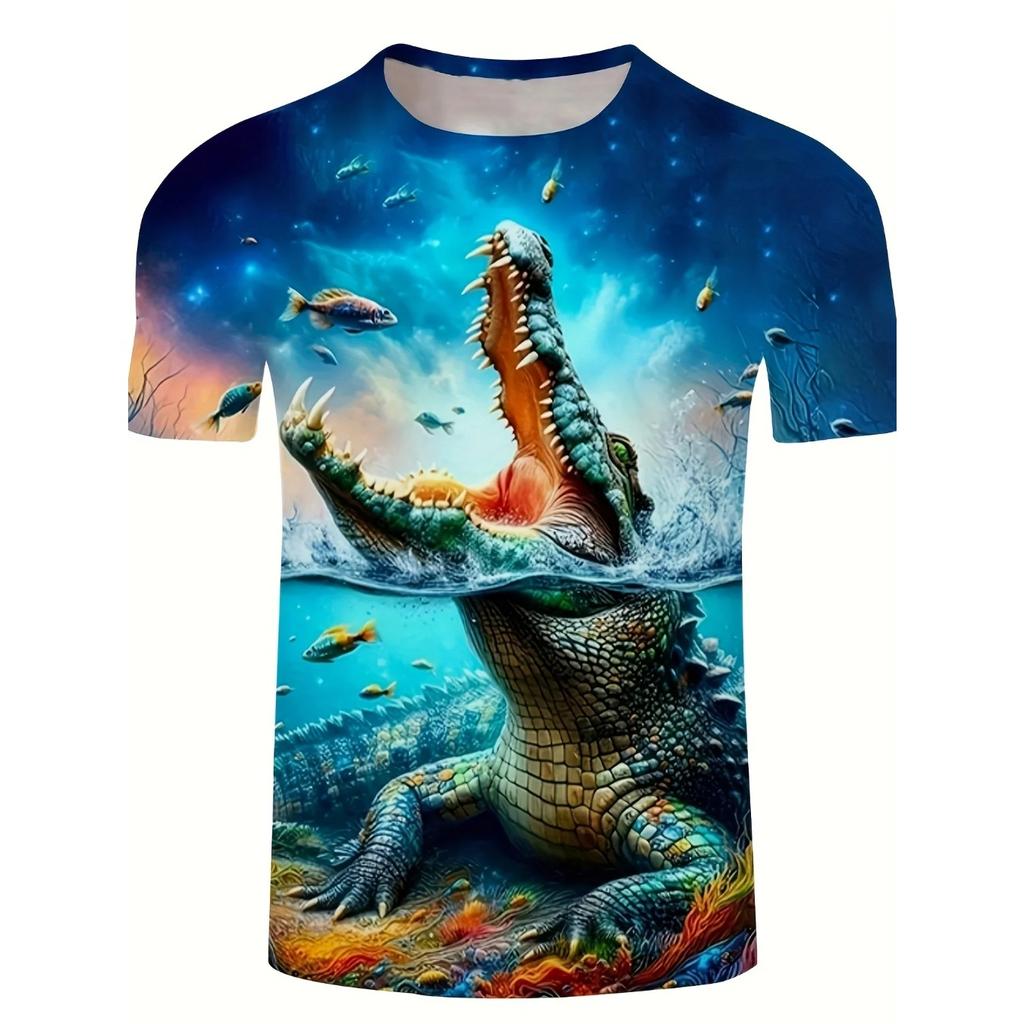 Modne Śmieszne Koszulki z Grafiką Zwierząt Druk 3D Oversize Krótki Rękaw Okrągły Dekolt Casualowe Koszulki Męskie