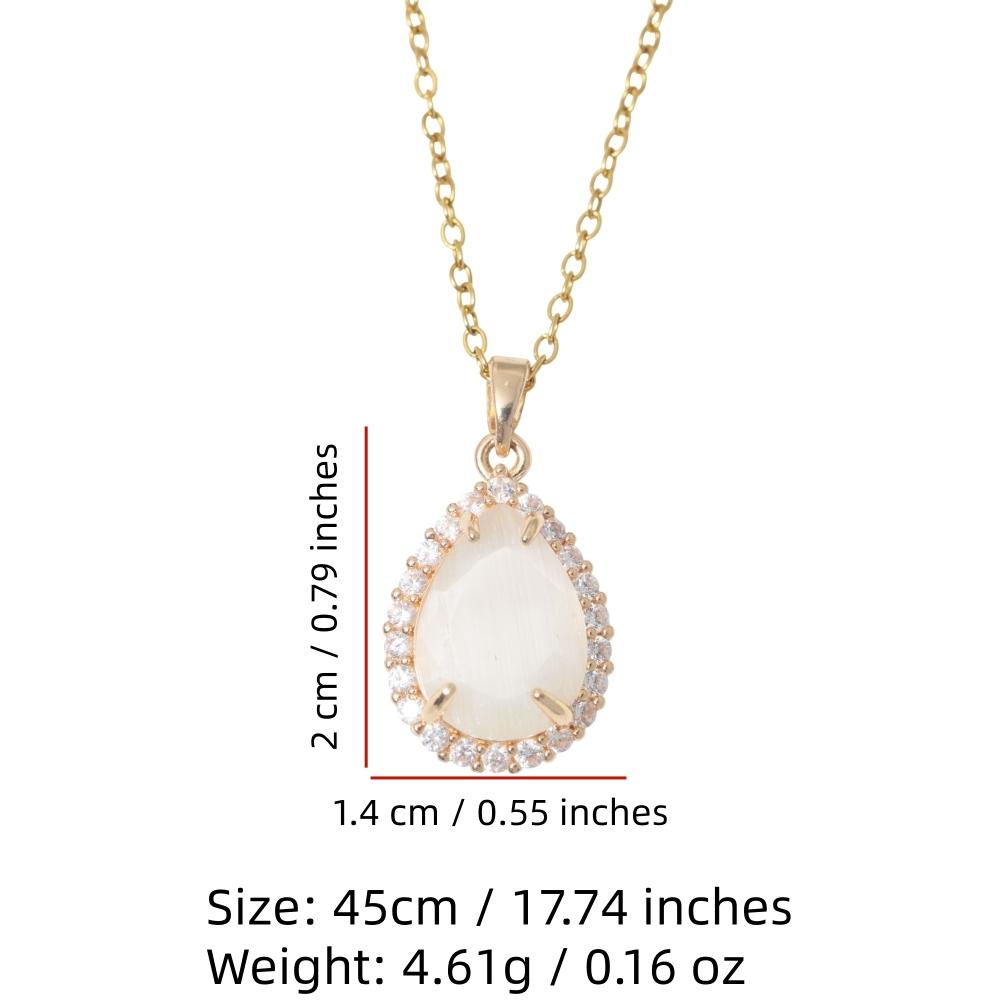 Teardrop Pendant Necklace for Women Golden Stainless Steel Clavicle Chain Wedding Party Daily Wear Jewelry Accessories
