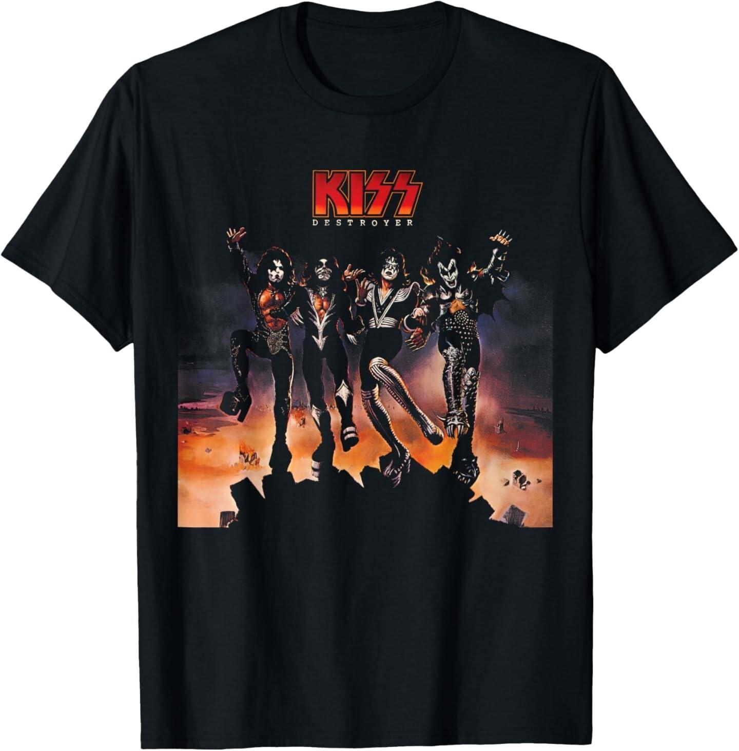KISS Мужская футболка классического кроя черная Destroyer, маленькая 4XL