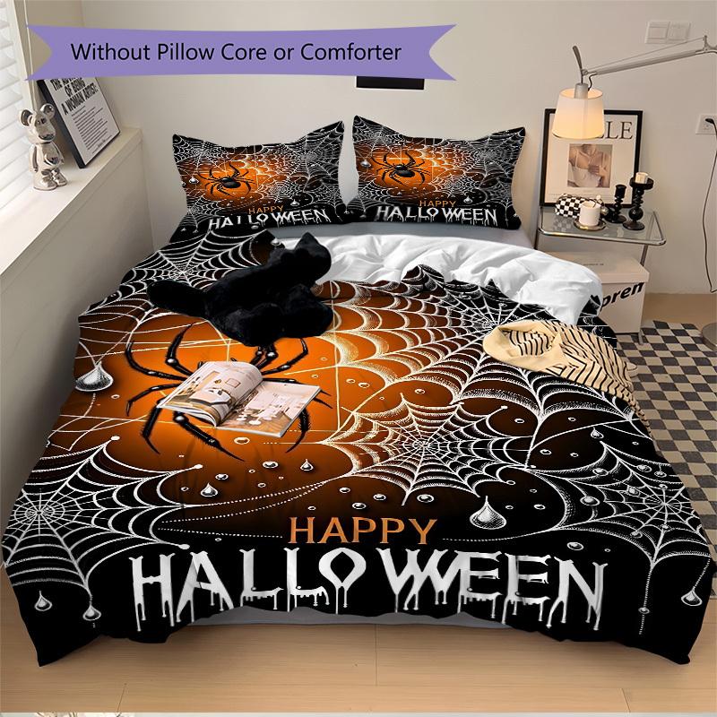 3pcs Spider Web Duvet Cover Set - Includes 1 Duvet Cover and 2 Pillowcases, No Quilt Core, All-Season Home Decor yy251111028