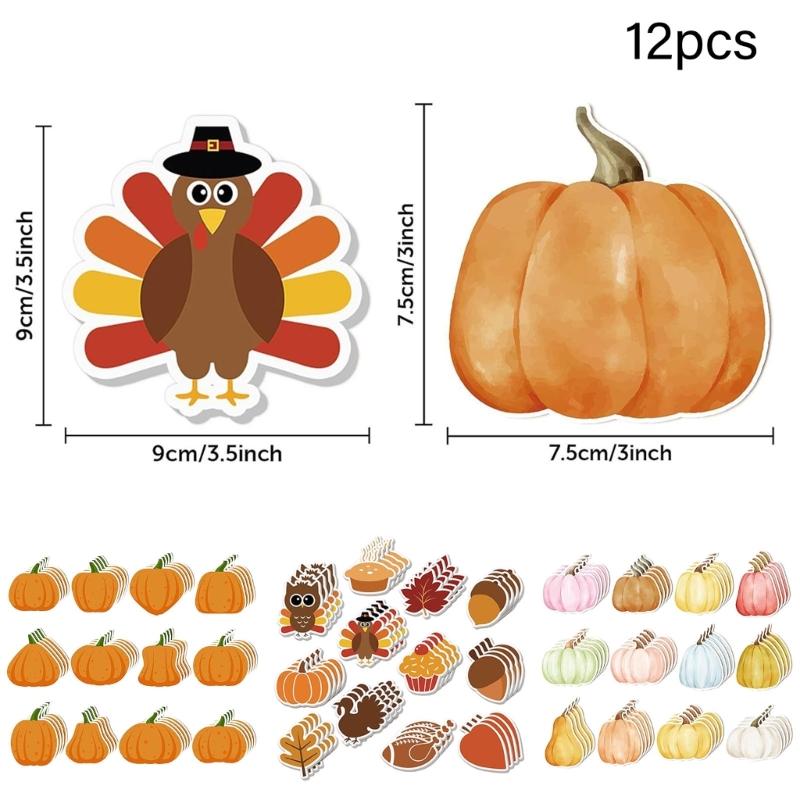 960 Sheets Cartoon Pumpkin Note Paper Thanksgiving Theme Self Adheive Note Leaf Pinecones Shape Notepads for Student