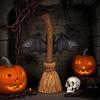 Halloween Broom Bat Figurine Resin Bat with Red Eyes Tabletop Decoration for Indoor Outdoor Home Patio Decor