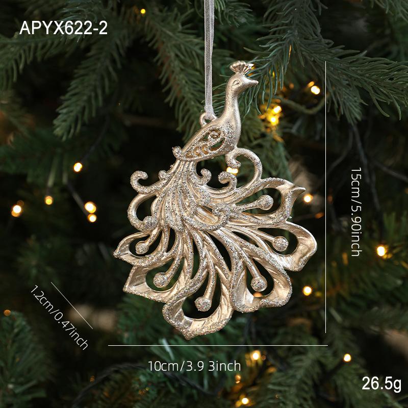 Glitter Snowflake Ornament Festive Gold Reindeer Decoration Christmas Pendant Sparkling Holiday Ornament For Garland Holiday