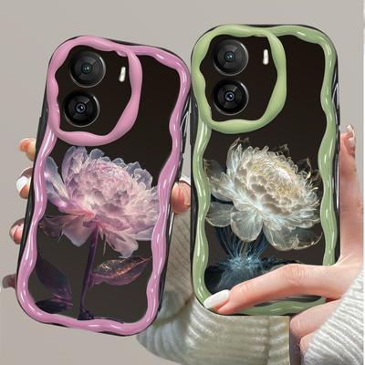 Silikon Soft Wave Case Glänzend Floral Shell Handy Schwarz Backcover für iPhone Samsung Xiaomi Redmi Poco