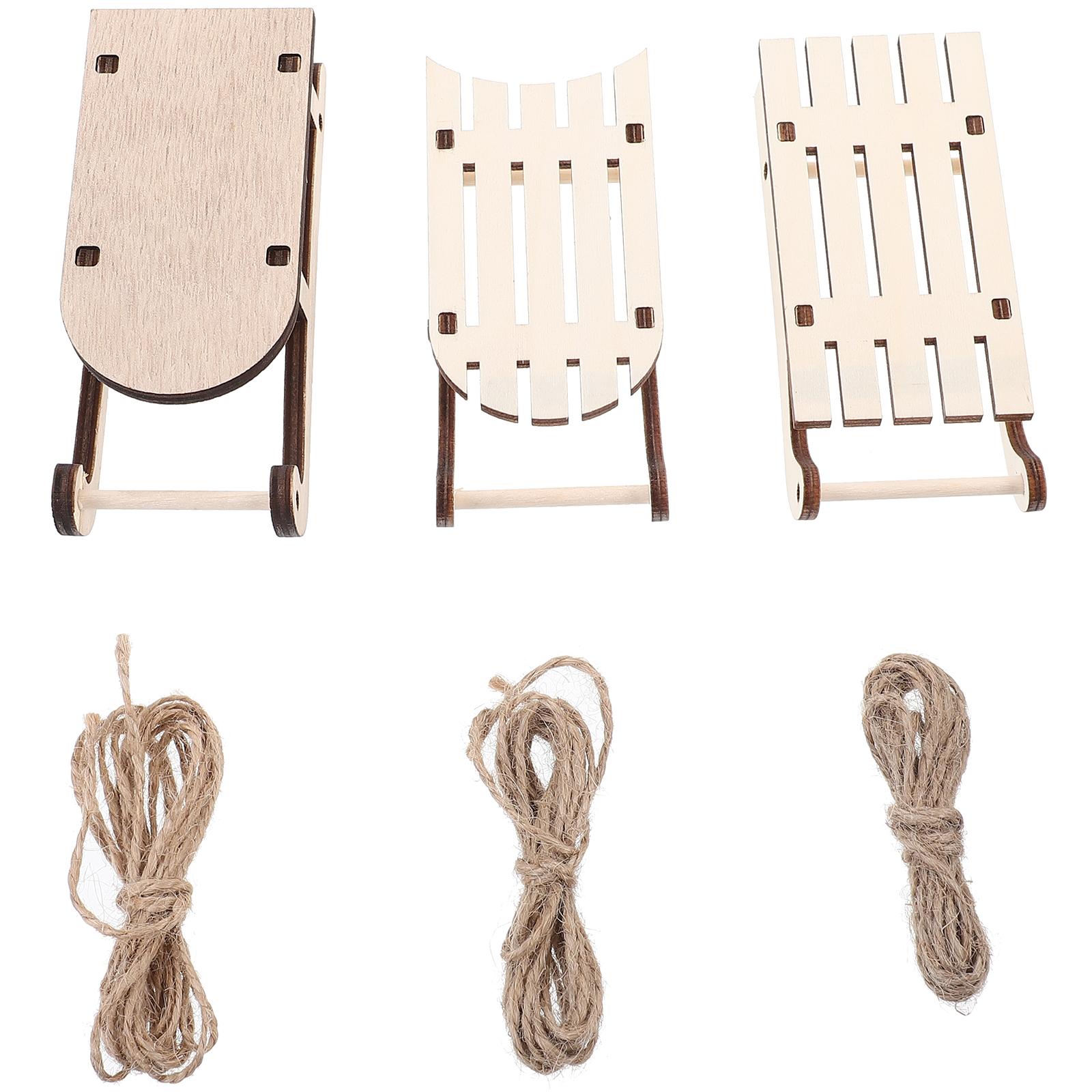 

12 Pcs Unfinished Wooden Sleigh Craft Sled Model Christmas Tree Hanging Pendants Decoration Farmhouse Christmas Ornaments