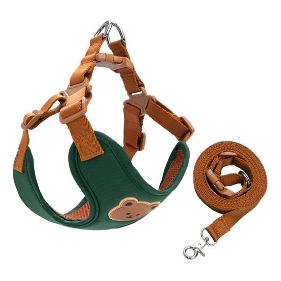 

Комплект шлейки и поводка для собак, регулируемый жилет без тяги, шлейка с поводком для маленьких, средних и больших собак L зелёный