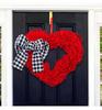 Red Roses Heart-Shaped Mother's Day Wreath - Fabric Door Decoration for Spring Festivities