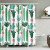 Green Cactus Shower Curtain Set Bathroom Decor Fabric Waterproof Shower Panels For Home Decoration Supplies