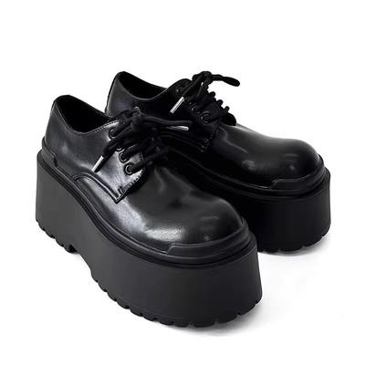 NEU 2024 Lässiges Design Herren Gleiche Plattform Goth Punk Stil Schnürschuhe Big Head Muffinsohle Subkulturelle Lederschuhe 10cm