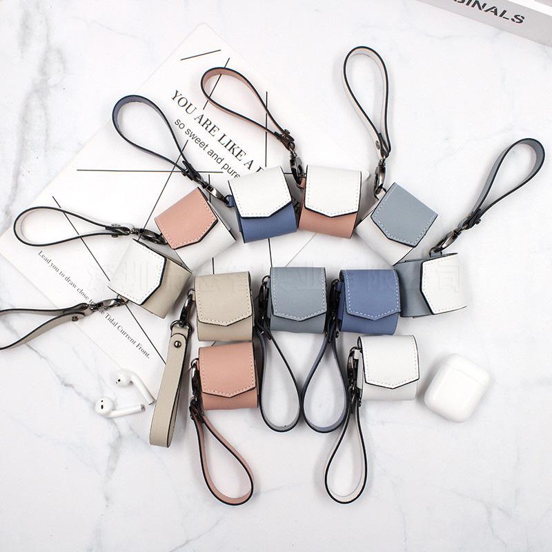 PU Leather AirPods Protective Case with Portable Anti-lost Lanyard