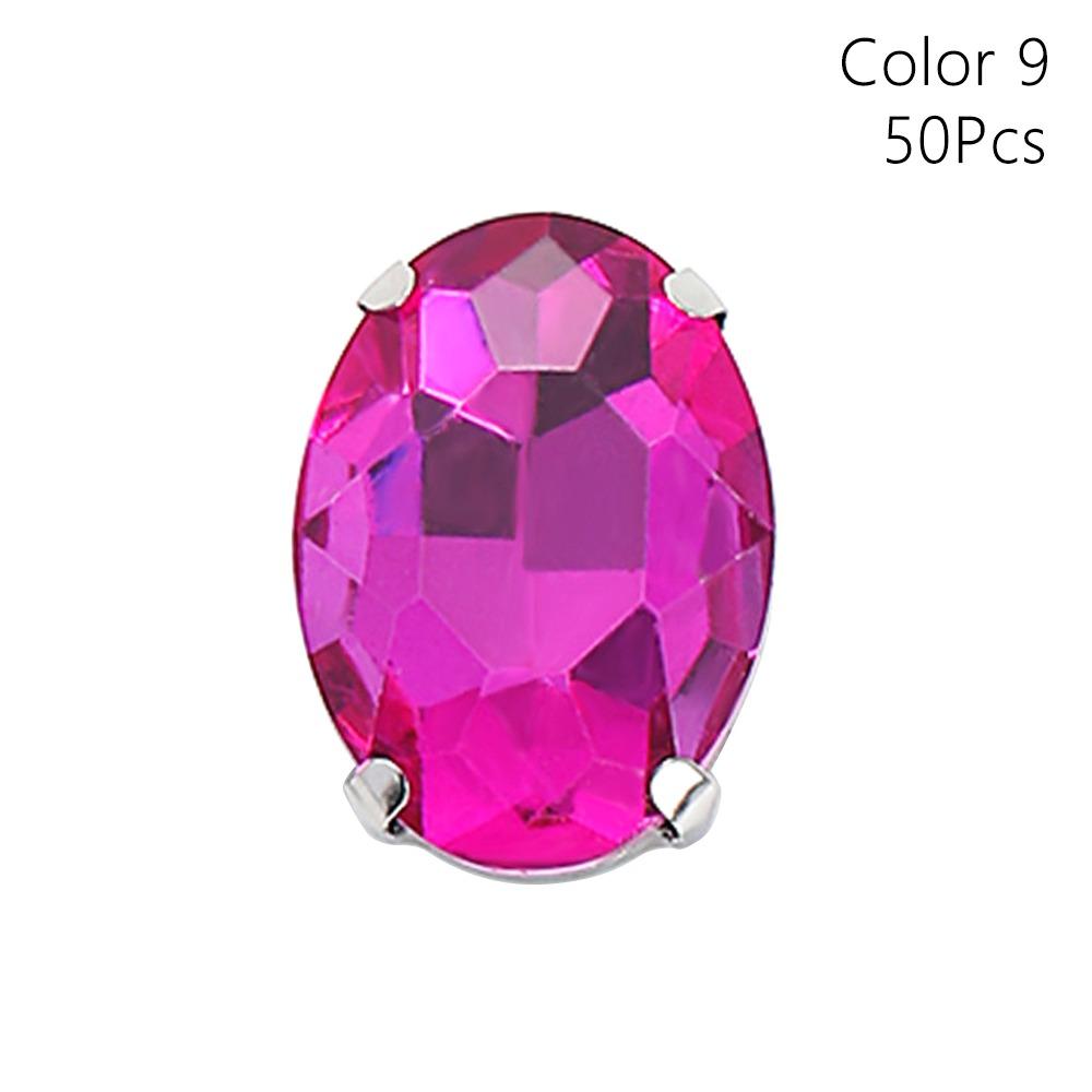 50Pcs/Pack With Silver Claw Glitter Sewing Rhinestones Sew On Diamond Beads Ornament  For Needlework