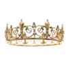 Classic jewelry retro king crown round golden rhinestone alloy crown men and women party dance headwear