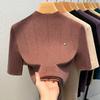 Bottom Button-down Women's Latest Women's Clothing Temperament Semi-turtleneck Pullover Elastic Inner Waist Top