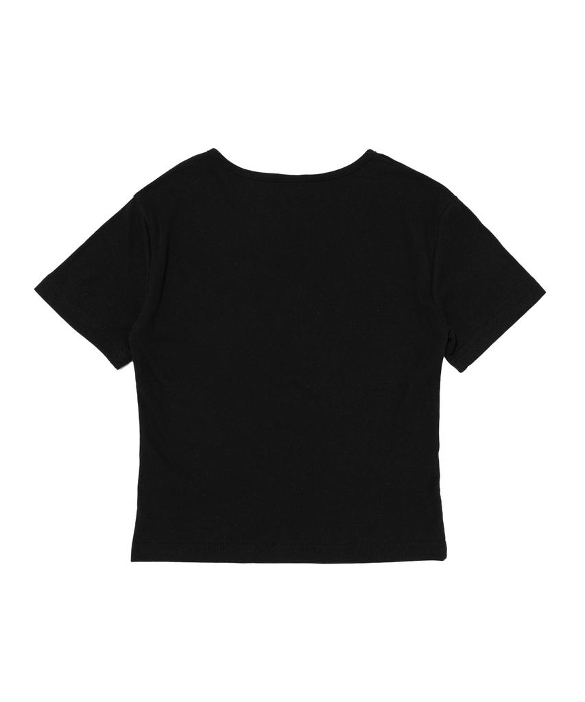 SEOUL APPAREL Side Seoul Logo Crop Short Sleeve T-Shirt (Black)
