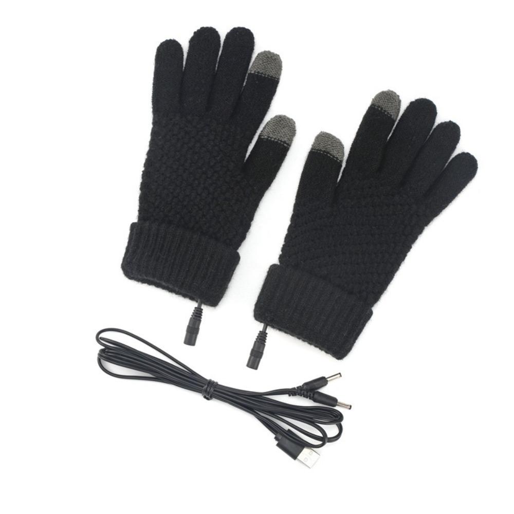 Fortykket berøringsskjerm Strikkede hansker Oppvarmede hansker Vinter Elektrisk vott Full Finger Warmer