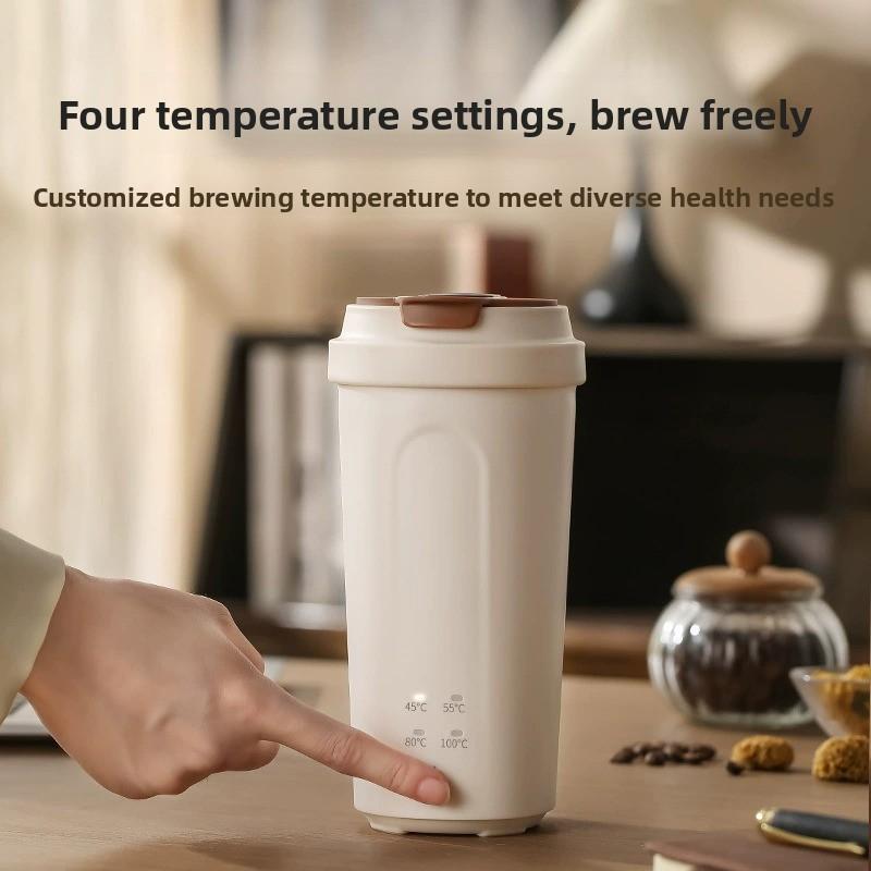 Hervidor de agua portátil eléctrico, taza térmica de viaje con pantalla digital, mini hervidor rápido