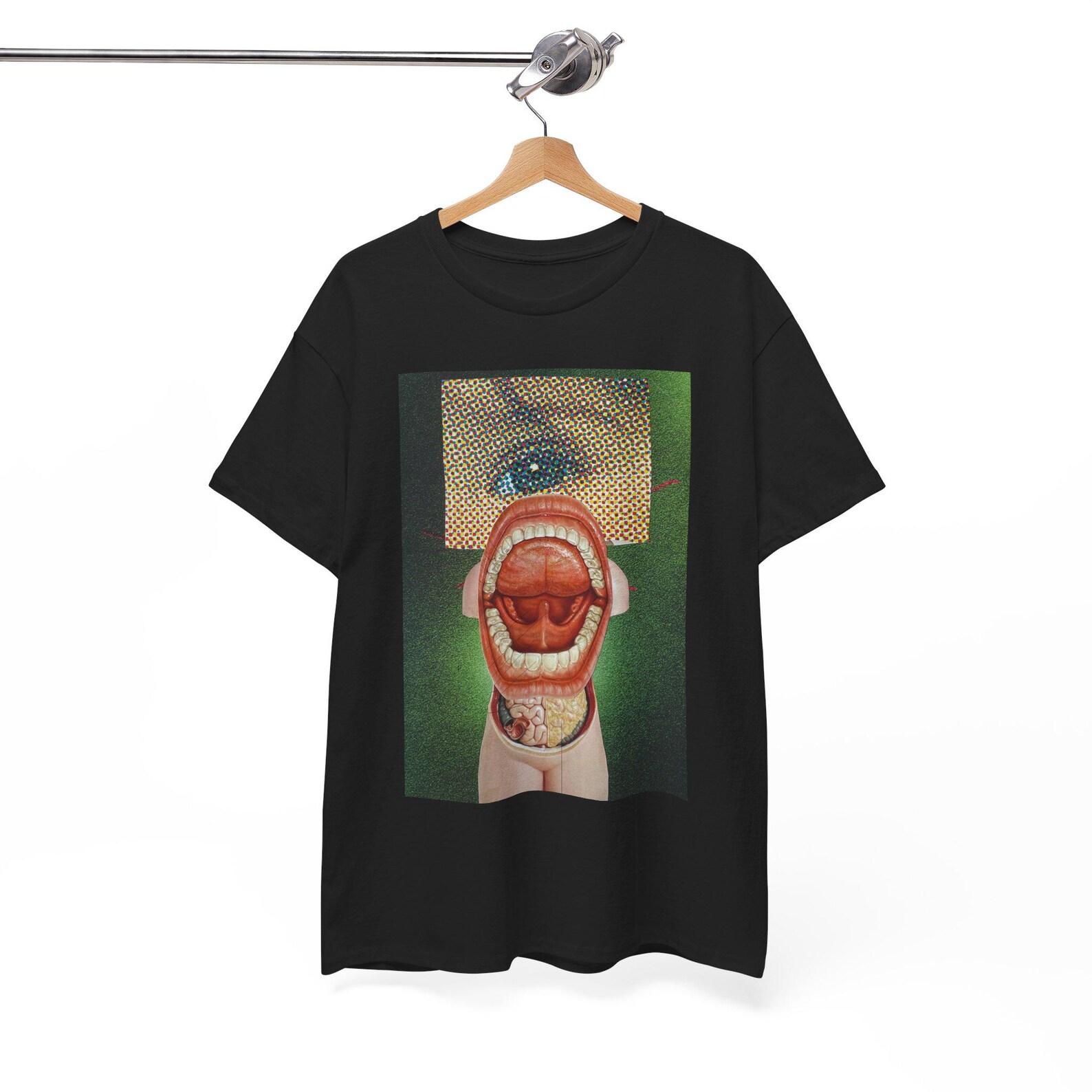 Surreal Anatomy Collage T-Shirt | Open Mouth Anatomy Art Tee | Weird Art Graphic Shirt | Experimental Collage Clothing L