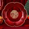 2026 New Year Red 'Fu' Character Fruit Plate with Sunflower Seeds and Candy Snacks for Festive Dining and Coffee Tables