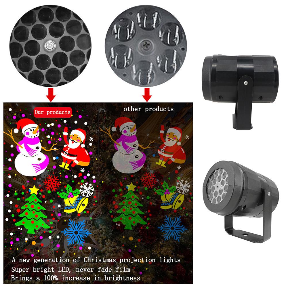 Christmas Projection Lamp 16 Cartoon Patterns LED Projector Decorative Lights Spotlight for Easy Installation Xmas Ornaments