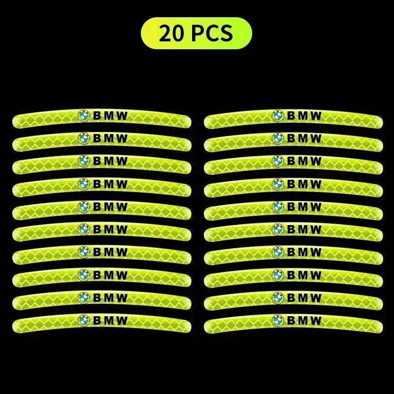 Car Bike Motorcycle Wheel Hub Reflective Stickers For BMW 13 5 Series F20 F21 F22 E87 E88 E90 E60 G30 E84 F10 F30 M X1 X3 X4 GT