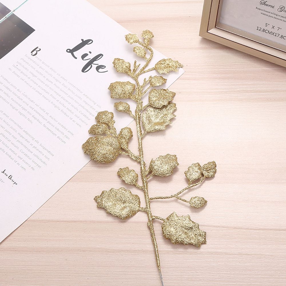 Wedding Home Glitter Glitter Leaves Christmas Tree Decor Artificial Flower Christmas Decorations
