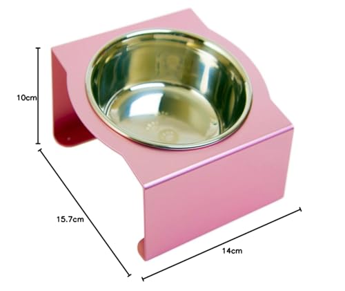 MATUMI Hours Food Bowl Stand, Small, Pink, Made in Japan, Anodized Aluminum Finish, Reduces Leg and Back Pain