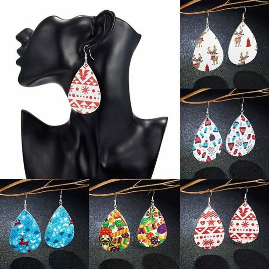 

Женщины Рождественская шляпа Снежинка Лось Waterdrop Мотаться Крюк Серьги Партия Ювелирные изделия Подарок
