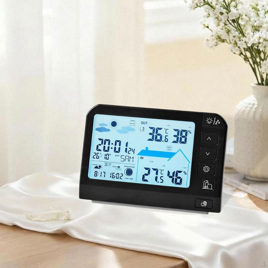Weather Station Digital Alarm Clock Display Portable Versatile Indoor Outdoor Thermometer Hygrometer