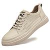Men's Cowhide Retro Lace-up Summer Board Shoes - Breathable, Trendy, Casual