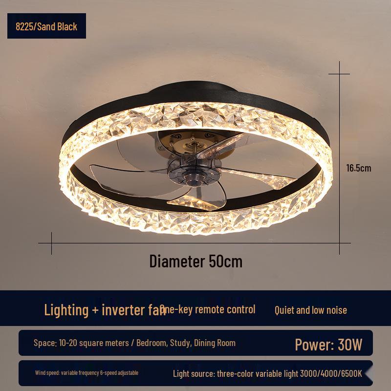 Round DC Variable Ceiling Fan Light for Simple Bedrooms