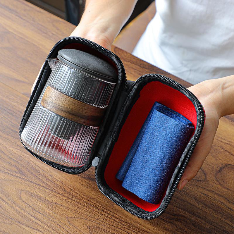 Glass Express Cup Portable Travel Tea Set Small Set Simple Single Japanese Outdoor Tea Pot Kung Fu Tea Cup