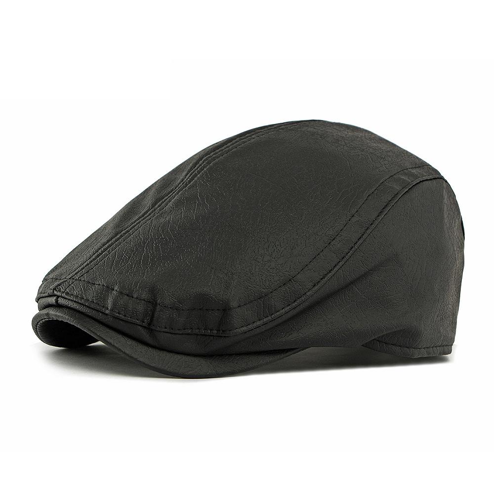 Retro PU Cap Men's Beret British Retro Progressive Cap Women's Peaked Cap