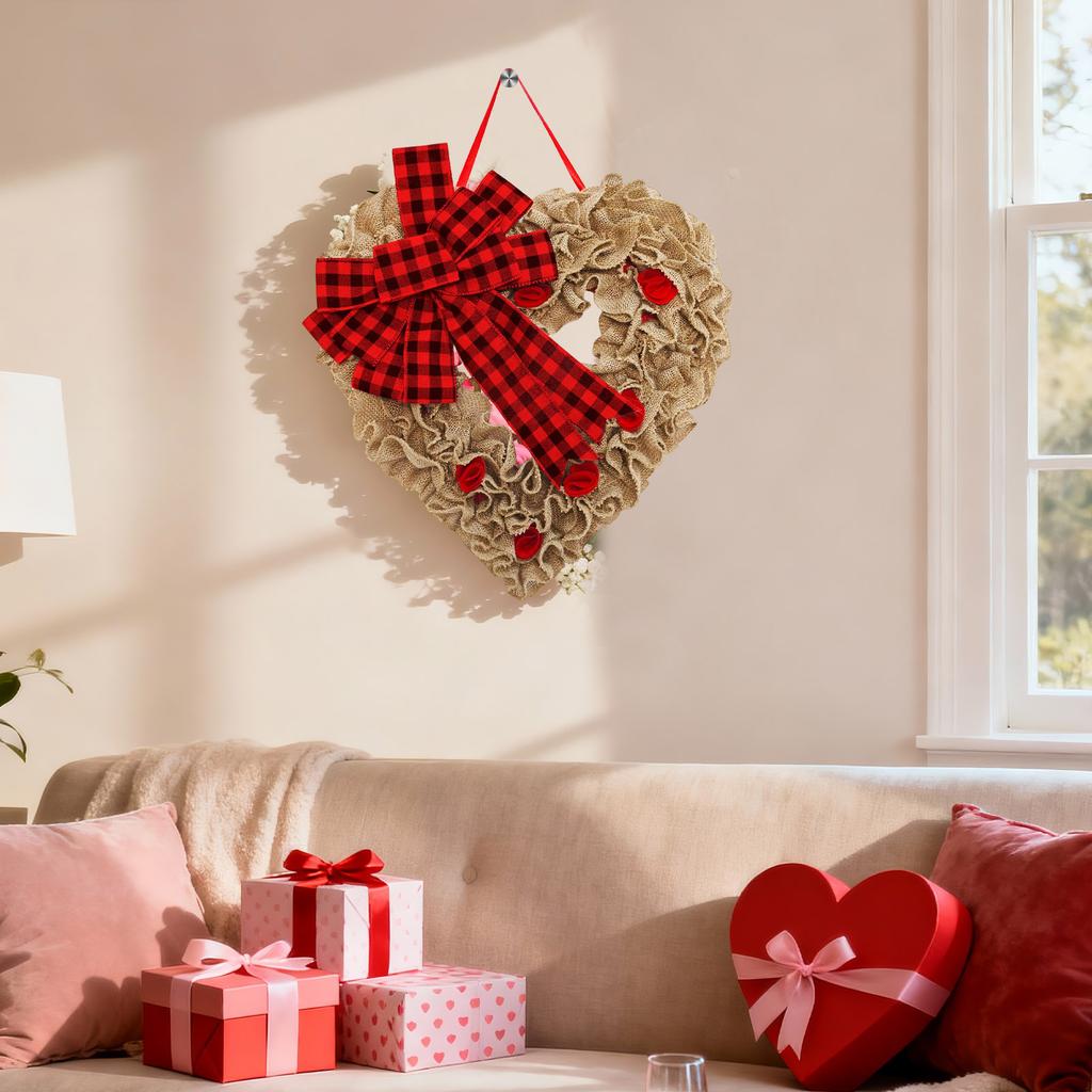 Valentine'S Day Flower Wreath Door Decoration Fabric Hanging Decoration, Confession Heart-Shaped Outfit
