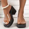 Women's Large Size Shoes New Fashion Transparent Strap Slipper Platform Waterproof Table Square Toe Shoes