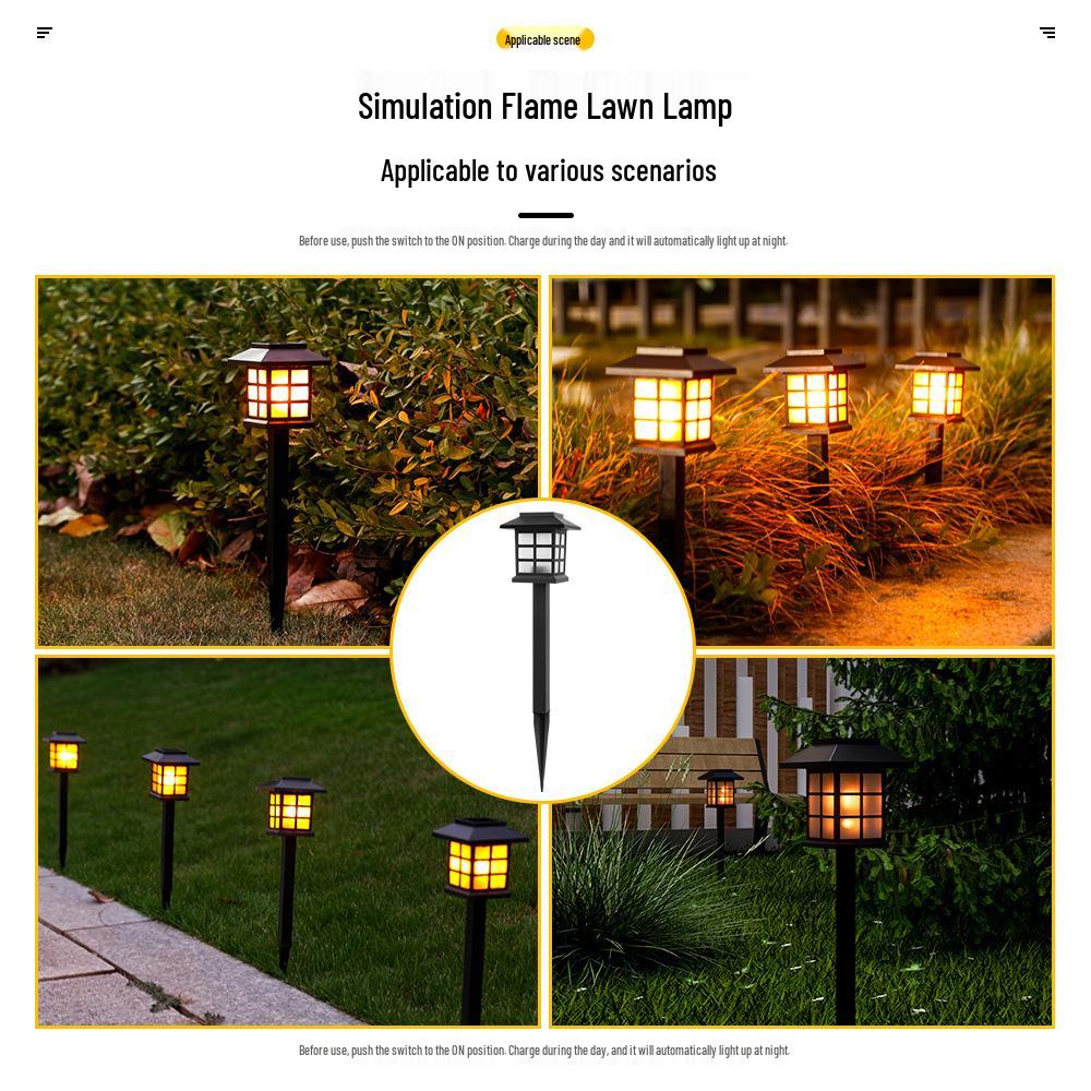 Waterproof LED Flame Solar Lawn Lamp for Garden Pathway and Courtyard Decor