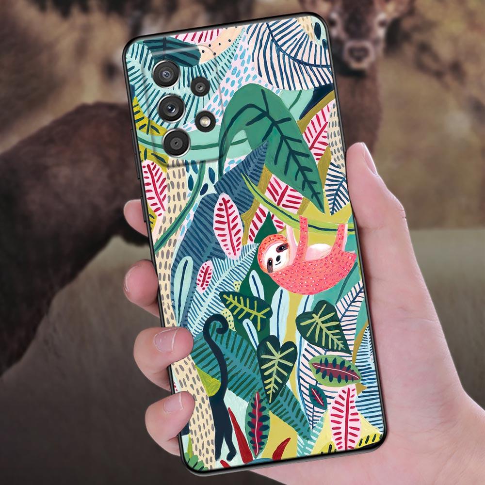 Jungle illustration Snake Cats Sloth Phone Case For Samsung Galaxy A57 A56 A37 A55 A36 A26 A54 A52 A35 A34 A25 A17 A16 A07 Cover