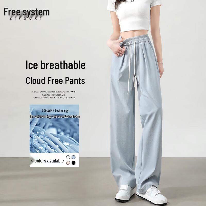 Women s High-Waisted Wide-Leg Draped Casual Pants M