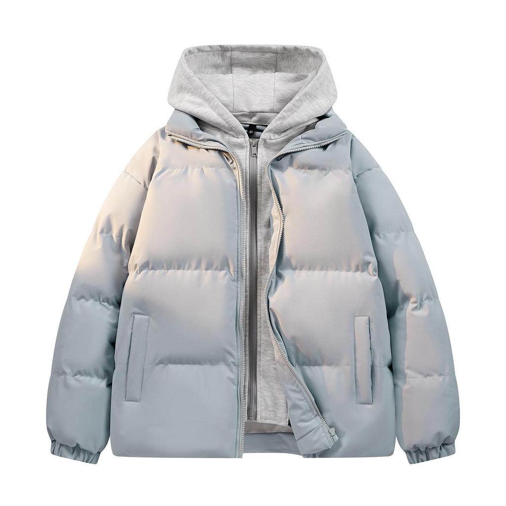 Unisex College-Style Winter Jacket: Trendy Thickened 2025 Faux Two-Piece Cotton Coat
