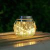 Solar Crackle Glass Mason Jar Hanging LED Lights for Outdoor Decor