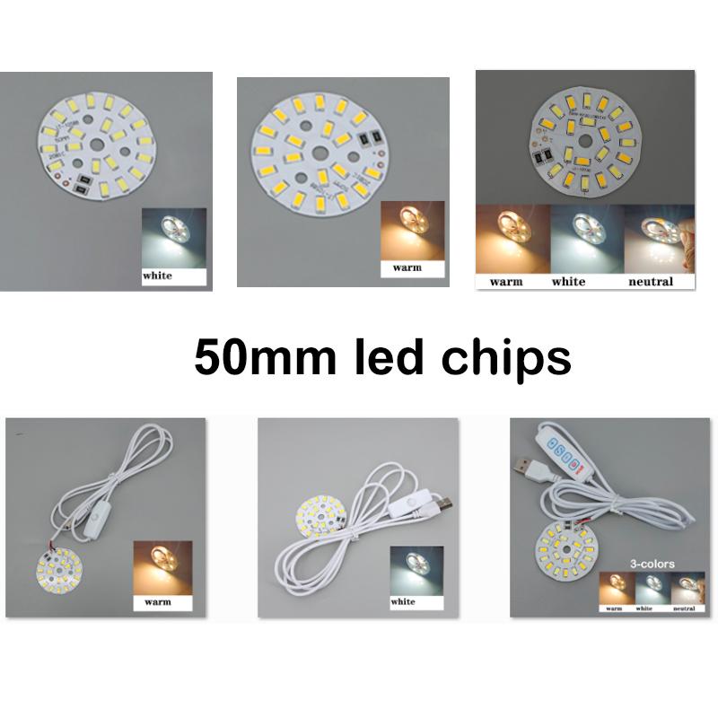 50mm DC 5V USB LED night Lights chips source Desk Book Lamp Switch Dimmable Bedroom Reading extend cable white warm nature light