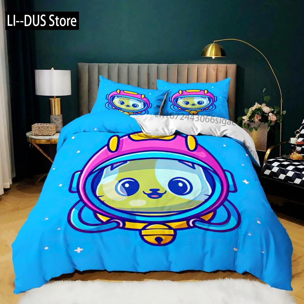 Cartoon Animal Duvet Cover Microfiber Pig Astronaut Red Balloon Pattern Bedding Set Space Universe Animal Theme King Quilt Cover