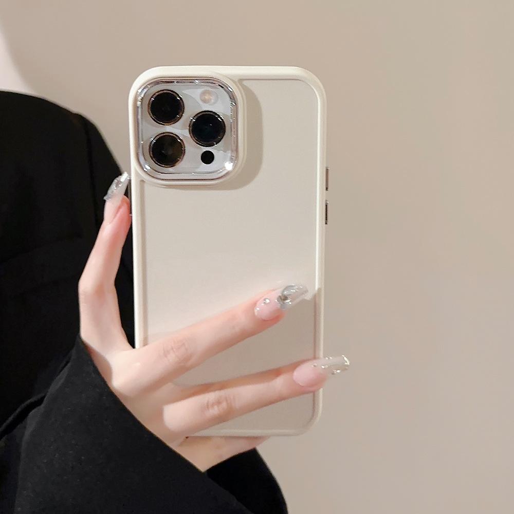 Plating Lens Iphone16 Suitable for 17promax IPhone Case 14 Silicone 11 Simple Solid Color 13