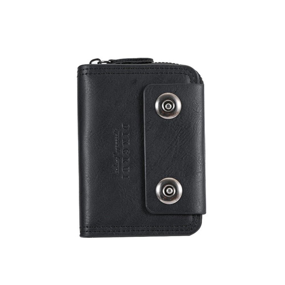 Zipper Men Card Holder Solid Color Business Clutch Bag Fashion Three Fold Wallet  Travel