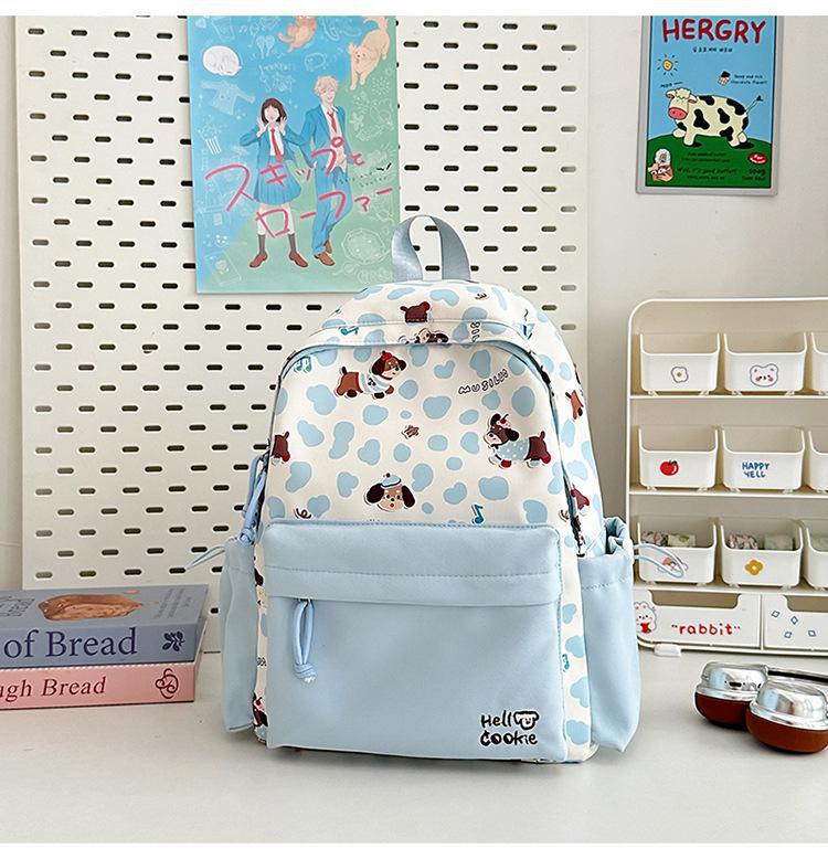 Schoolbag Japanese Ins New High-value, Fresh, Sweet and Cute Polka Dot Puppy Backpack, Light Backpack for Junior High School Students