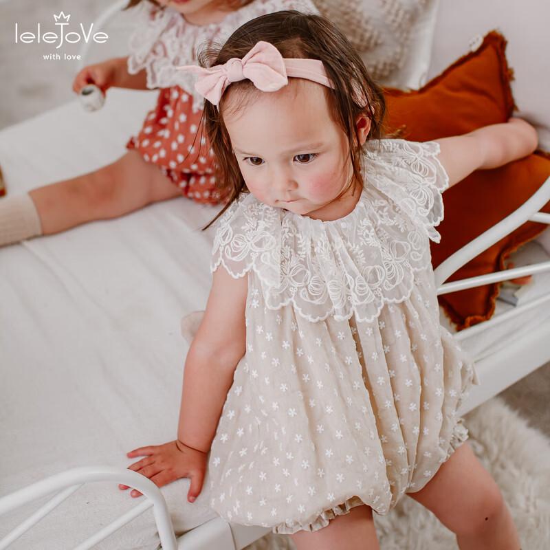 LELE JOVE Baby Girl Linen Polka Dot Romper 100