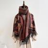 Autumn and Winter Retro Fringed Scarf with Air Conditioner Cashmere Shawl Large Size Warm Scarf